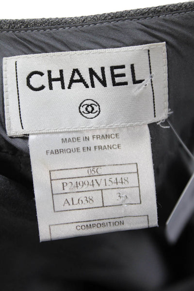 Chanel Womens Wool Zip Back Lined Skirt Dark Gray 05C Size 36