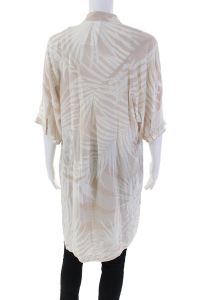 Stella McCartney Womens Buttoned Collared Short Sleeve Tunic Top Beige Size S