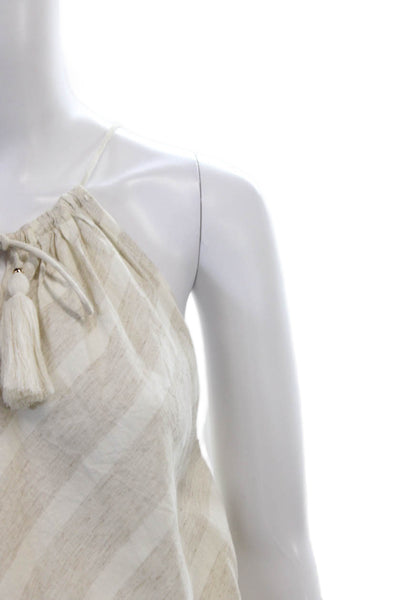 Significant Other Womens Striped Sleeveless V-Neck Blouse Skirt Set Beige Size 6