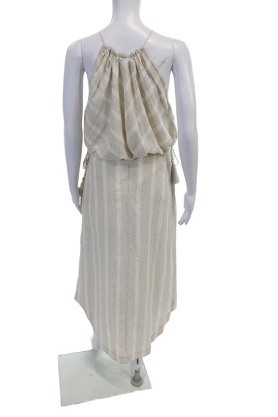 Significant Other Womens Striped Sleeveless V-Neck Blouse Skirt Set Beige Size 6