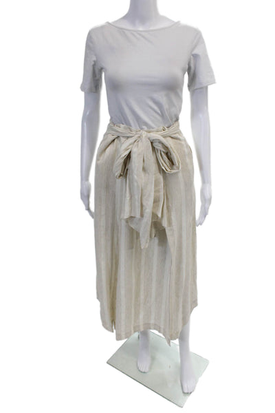 Significant Other Womens Striped Sleeveless V-Neck Blouse Skirt Set Beige Size 6
