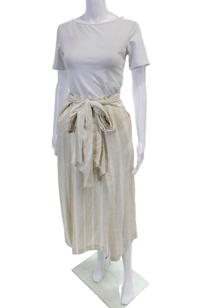 Significant Other Womens Striped Sleeveless V-Neck Blouse Skirt Set Beige Size 6