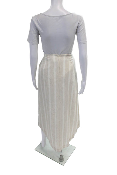 Significant Other Womens Striped Sleeveless V-Neck Blouse Skirt Set Beige Size 6