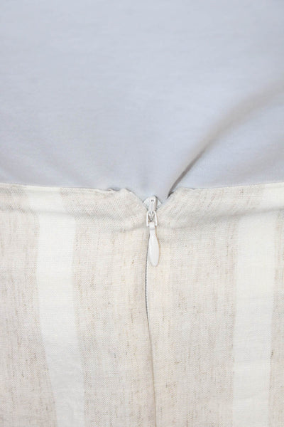 Significant Other Womens Striped Sleeveless V-Neck Blouse Skirt Set Beige Size 6