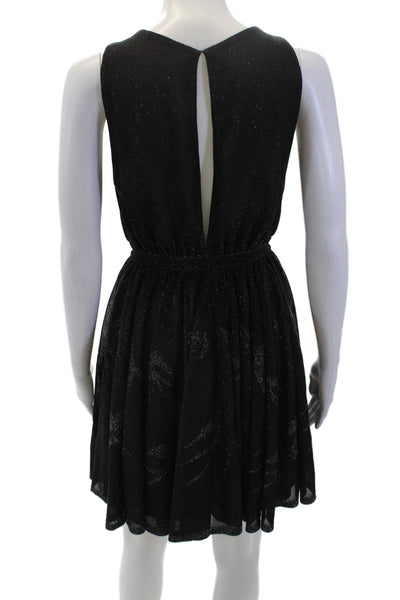 Alaia Womens Textured Sleeveless V-neck Sparkly Short Dress Black Size EUR 38