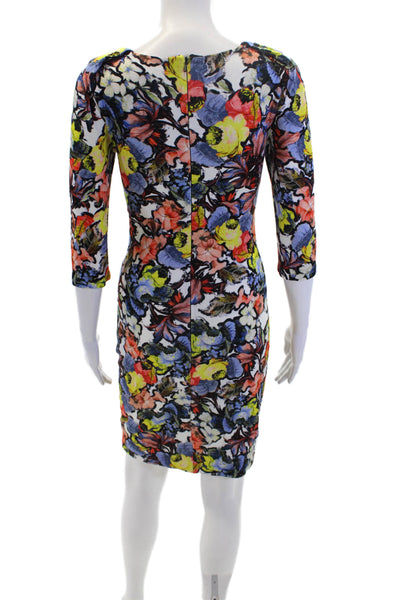 Erdem Womens Cotton Floral Print 3/4 Sleeve Mini Dress Multicolor Size 4