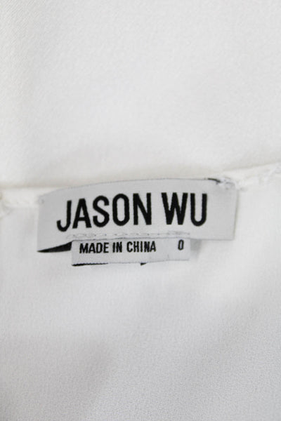 Jason Wu Womens Silk Blend Lace Detail V Neck Sleeveless Dress White Black Size