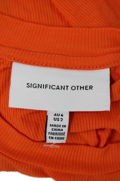 Significant Other Womens Short Sleeve High-Low Maxi Dress Orange Size 2