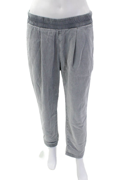 James Perse Womens High Rise Drawstring Twill Trouser Pants Gray Cotton Size 1