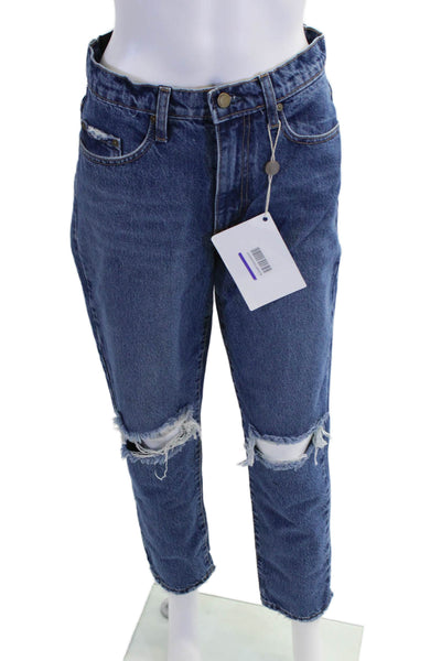 Nobody Denim Womens Cotton Medium Wash Distressed Slim Fit Jeans Blue Size 27