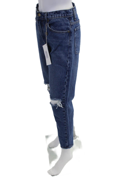 Nobody Denim Womens Cotton Medium Wash Distressed Slim Fit Jeans Blue Size 27
