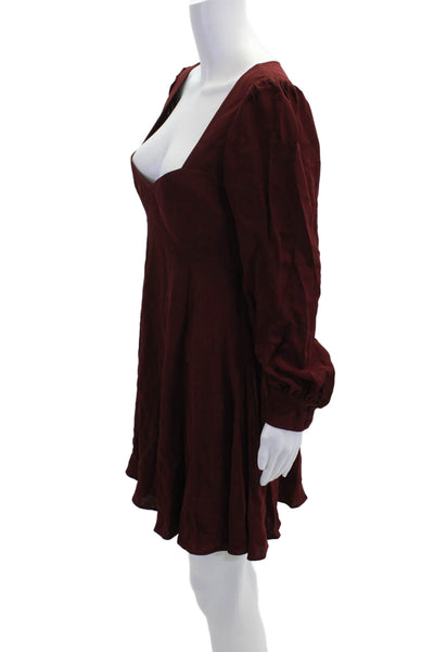 Alexa Chung Womens Long Sleeve Zippered Square Neck A-Line Dress Red Size 6