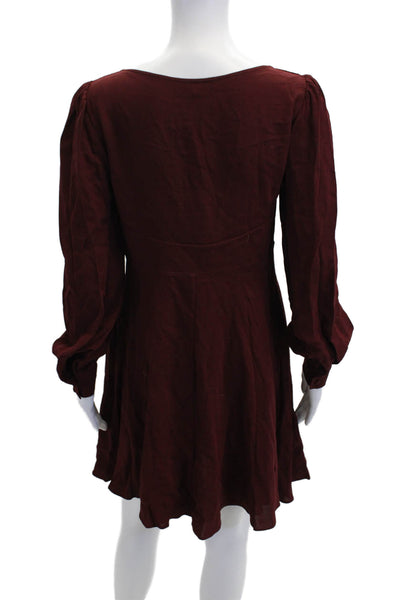 Alexa Chung Womens Long Sleeve Zippered Square Neck A-Line Dress Red Size 6