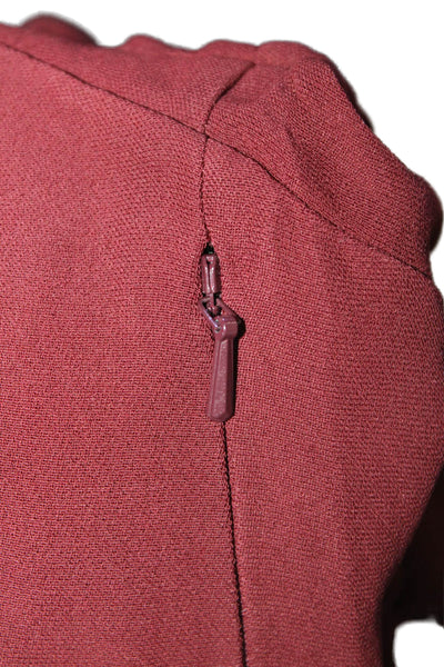 Alexa Chung Womens Long Sleeve Zippered Square Neck A-Line Dress Red Size 6