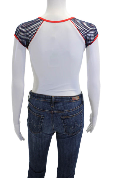 Melissa Odabash Womens Short Sleeve 1/2 Zippered Bodysuit White Size 6