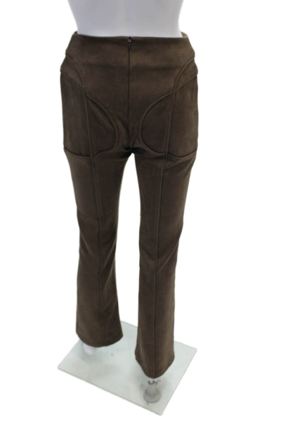 MISBHV Womens Vegan Suede Lace Up Lara Flare Trousers Pants Brown Size Small