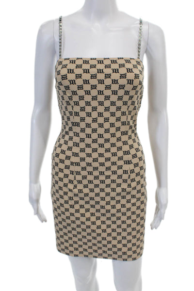 MISBHV Womens Monogram Spaghetti Strap Mini Dress Nude Size Medium