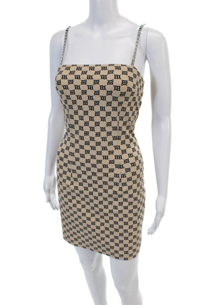 MISBHV Womens Monogram Spaghetti Strap Mini Dress Nude Size Medium