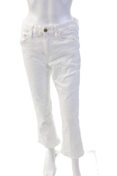 Frame Womens High Rise Le Crop Mini Boot Cut Jeans White Cotton Size 30