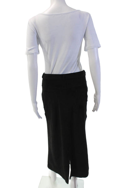 Muze Womens Faux Suede 5 Pocket Solid Midi Skirt Black Size M
