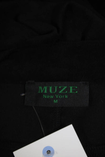 Muze Womens Faux Suede 5 Pocket Solid Midi Skirt Black Size M