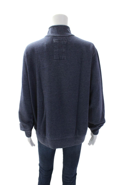 League Womens Half Zip Mock Neck Long Sleeve Pullover Sweater Top Blue Size S