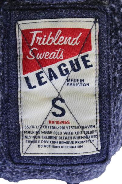 League Womens Half Zip Mock Neck Long Sleeve Pullover Sweater Top Blue Size S
