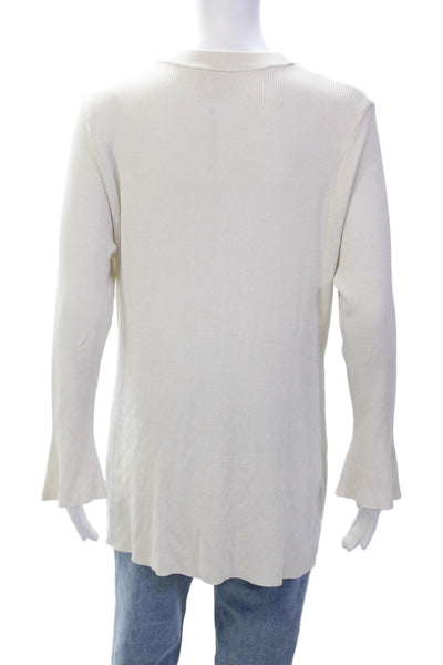 L'Agence Womens V-Neck Buttoned Knit Long Sleeve Cardigan White Size M
