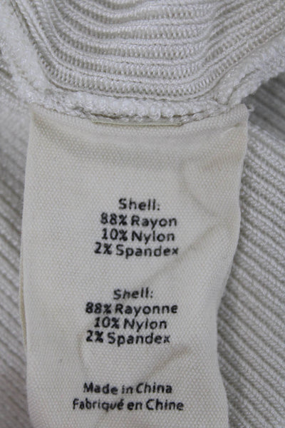 L'Agence Womens V-Neck Buttoned Knit Long Sleeve Cardigan White Size M