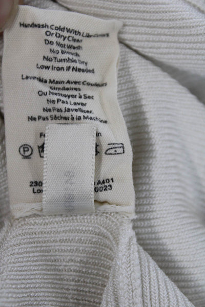 L'Agence Womens V-Neck Buttoned Knit Long Sleeve Cardigan White Size M