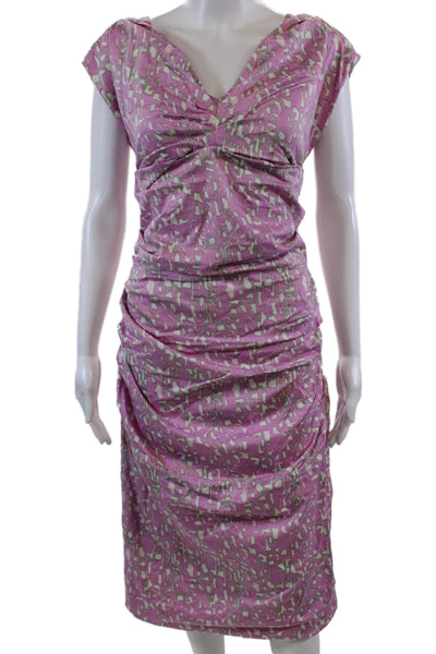 Samantha Sung Womens Cotton Sleeveless Rouched Detail Dress Pink Size 6