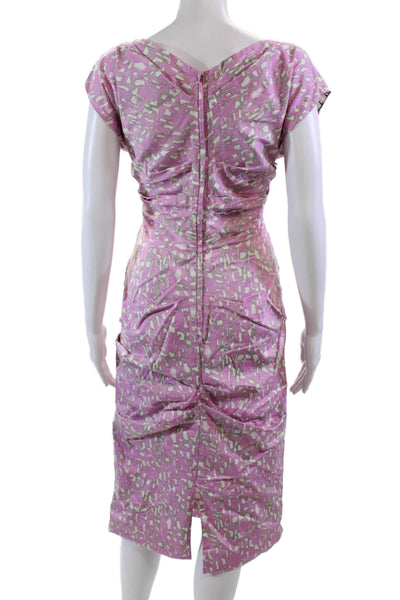 Samantha Sung Womens Cotton Sleeveless Rouched Detail Dress Pink Size 6