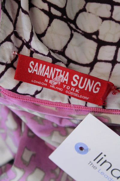 Samantha Sung Womens Cotton Sleeveless Rouched Detail Dress Pink Size 6
