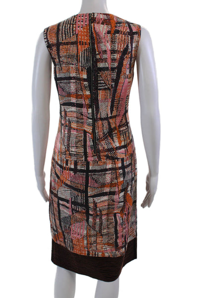 Lida Baday Womens Linen Stitching Detail Sleeveless Dress Orange Size 8