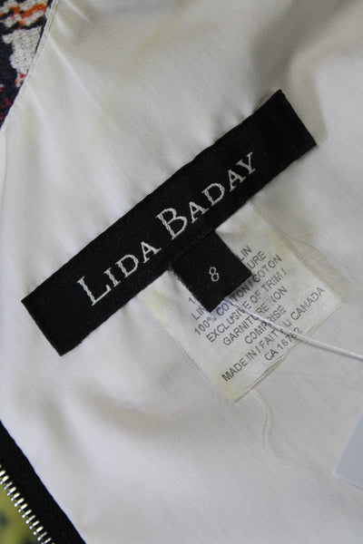 Lida Baday Womens Linen Stitching Detail Sleeveless Dress Orange Size 8