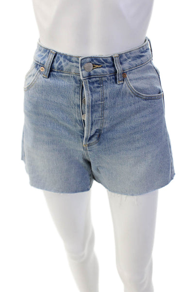 Rollas Womens High Waisted Light Wash Cutoff Denim Shorts Blue Size 24