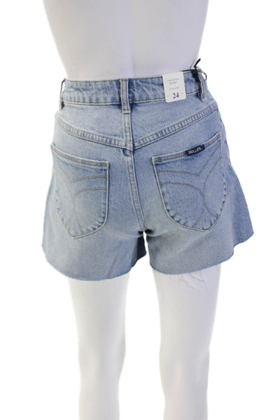 Rollas Womens High Waisted Light Wash Cutoff Denim Shorts Blue Size 24