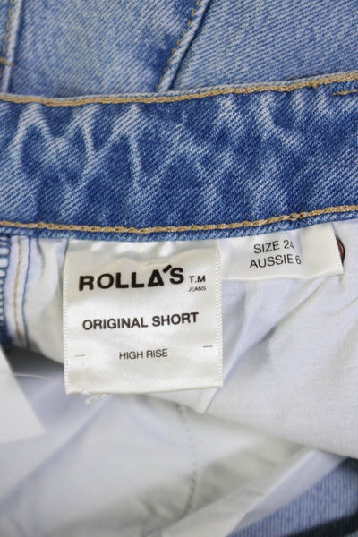 Rollas Womens High Waisted Light Wash Cutoff Denim Shorts Blue Size 24