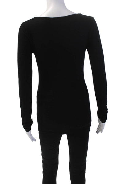 Modern Citizen Womens Round Neck Long Sleeve Casual Top Black Size S