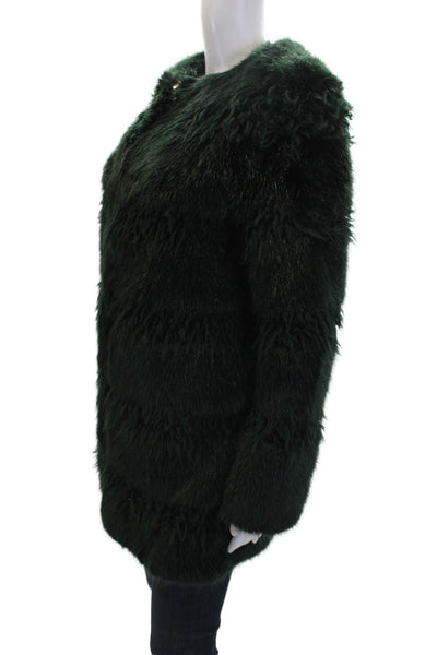 Shrimps Womens Long Sleeve Hook & Eye V-Neck Mid-Length Coat Green Size XS