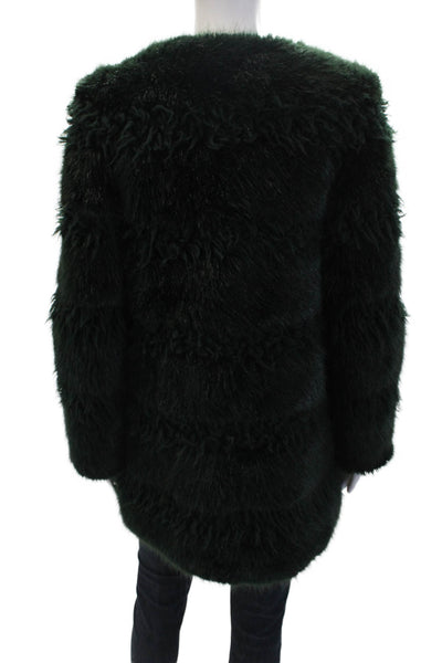 Shrimps Womens Long Sleeve Hook & Eye V-Neck Mid-Length Coat Green Size XS