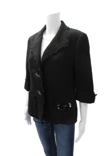 Lafayette 148 New York Womens Wool Rhinestone Detail Evening Jacket Black Size 8