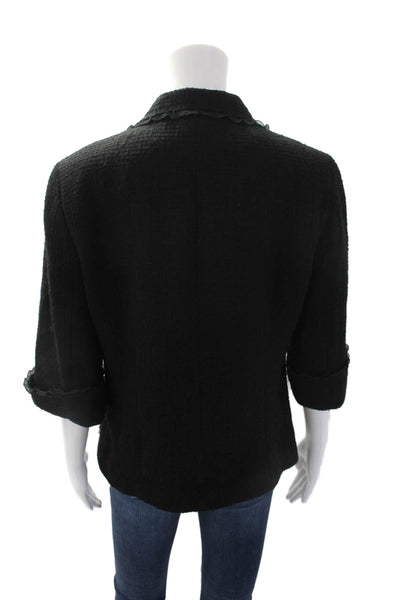 Lafayette 148 New York Womens Wool Rhinestone Detail Evening Jacket Black Size 8