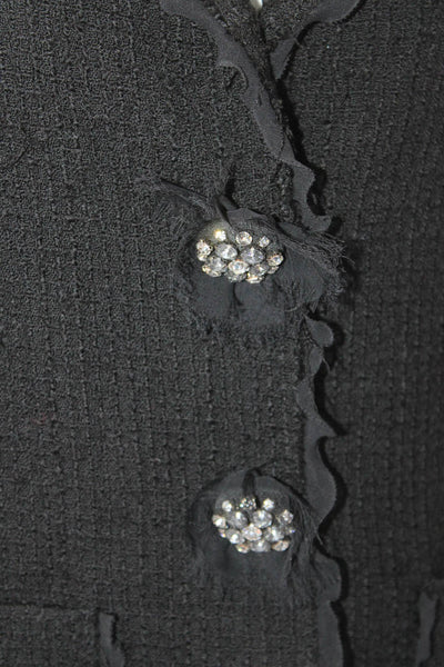 Lafayette 148 New York Womens Wool Rhinestone Detail Evening Jacket Black Size 8