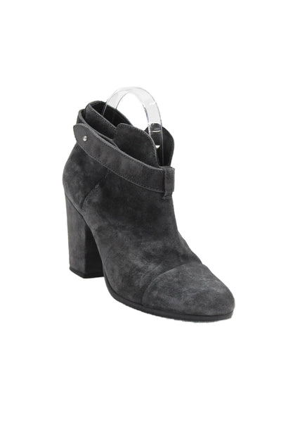 Rag & Bone Women's Suede Leather Block Heels Ankle Boots Gray Size 37.5