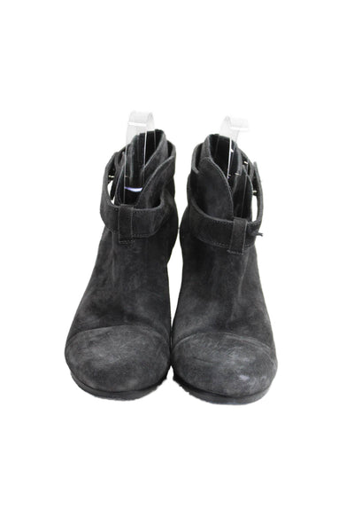 Rag & Bone Women's Suede Leather Block Heels Ankle Boots Gray Size 37.5