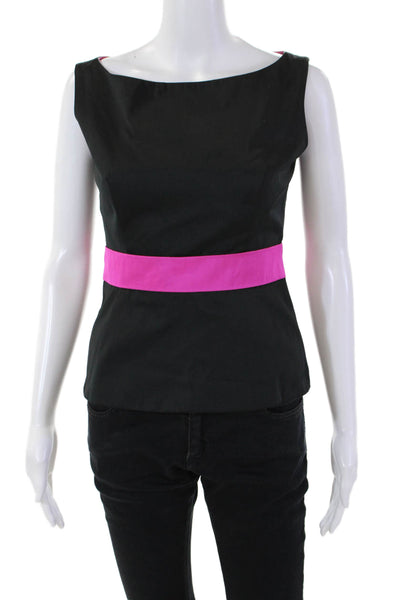 Boutique Moschino Womens Sleeveless Back Zipper Tank Top Black Pink Size 4