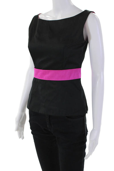 Boutique Moschino Womens Sleeveless Back Zipper Tank Top Black Pink Size 4