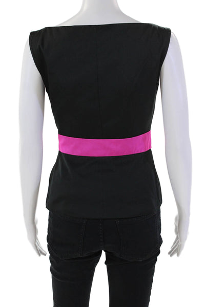 Boutique Moschino Womens Sleeveless Back Zipper Tank Top Black Pink Size 4