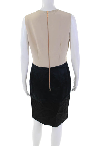 Cedric Charlier Womens Wool Sleeveless Zippered V-Neck Dress Beige Size 10